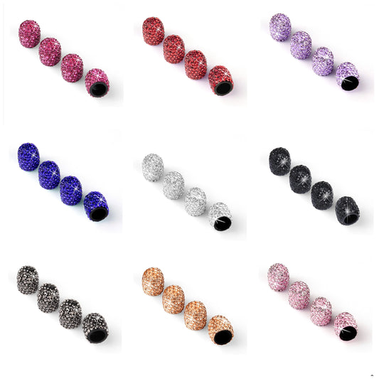 4 Pack Handmade Crystal Rhinestone Tire Valve Stem Caps, Universal for Cars, Trucks and Motorcycles -