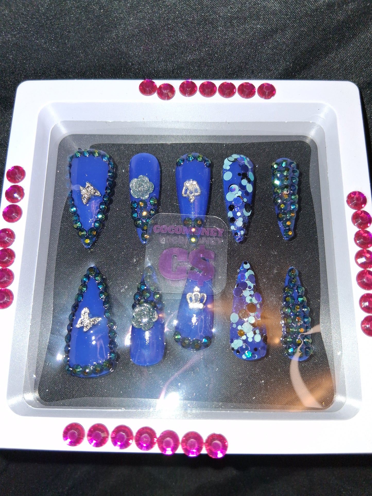 COCOMONEY NAILS CUSTOM 1 OF 1 GLUE ON PRESS ON COMES WITH FREE GIFTS #o65