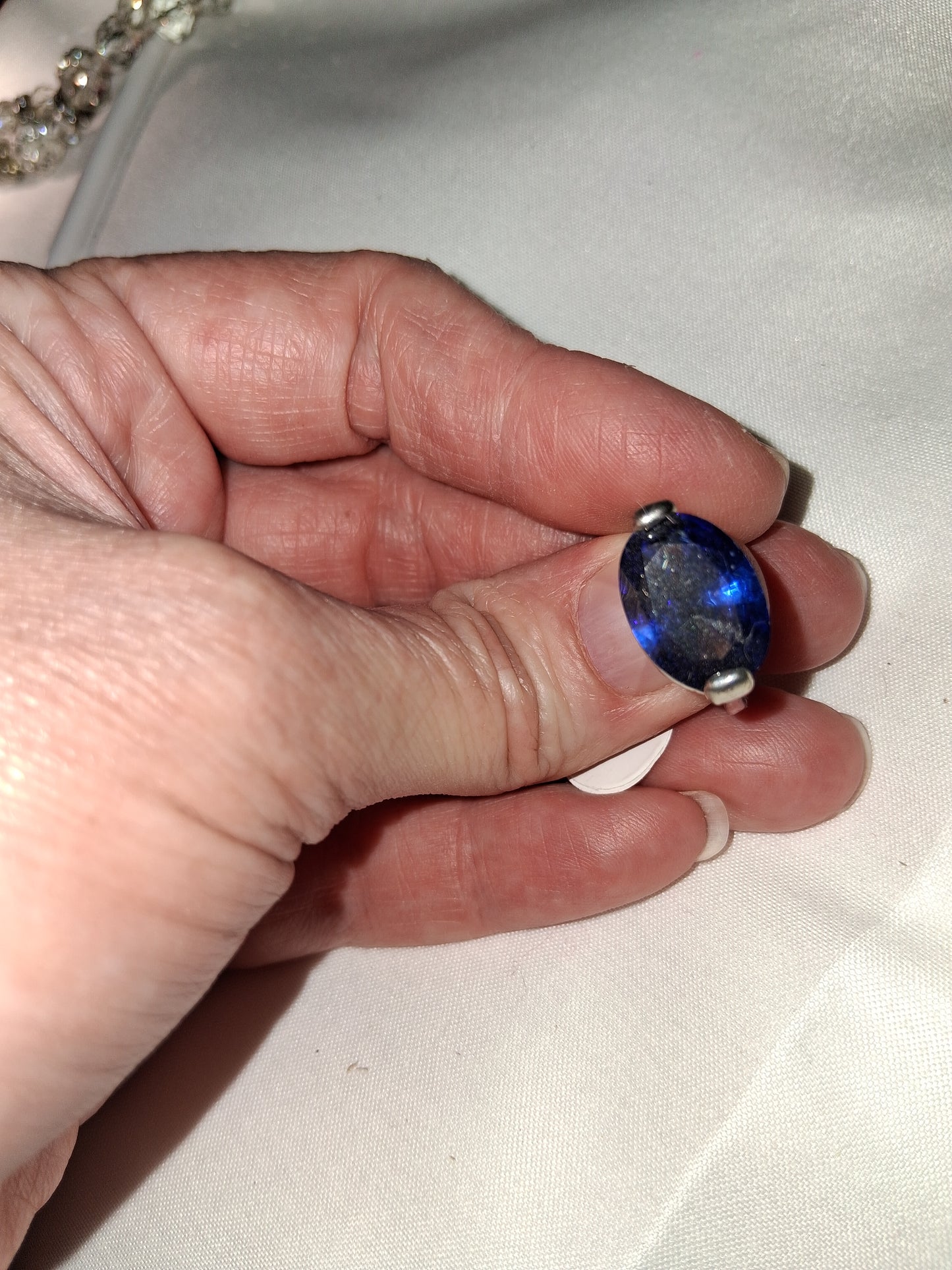 Stainless steel ring blue size 6