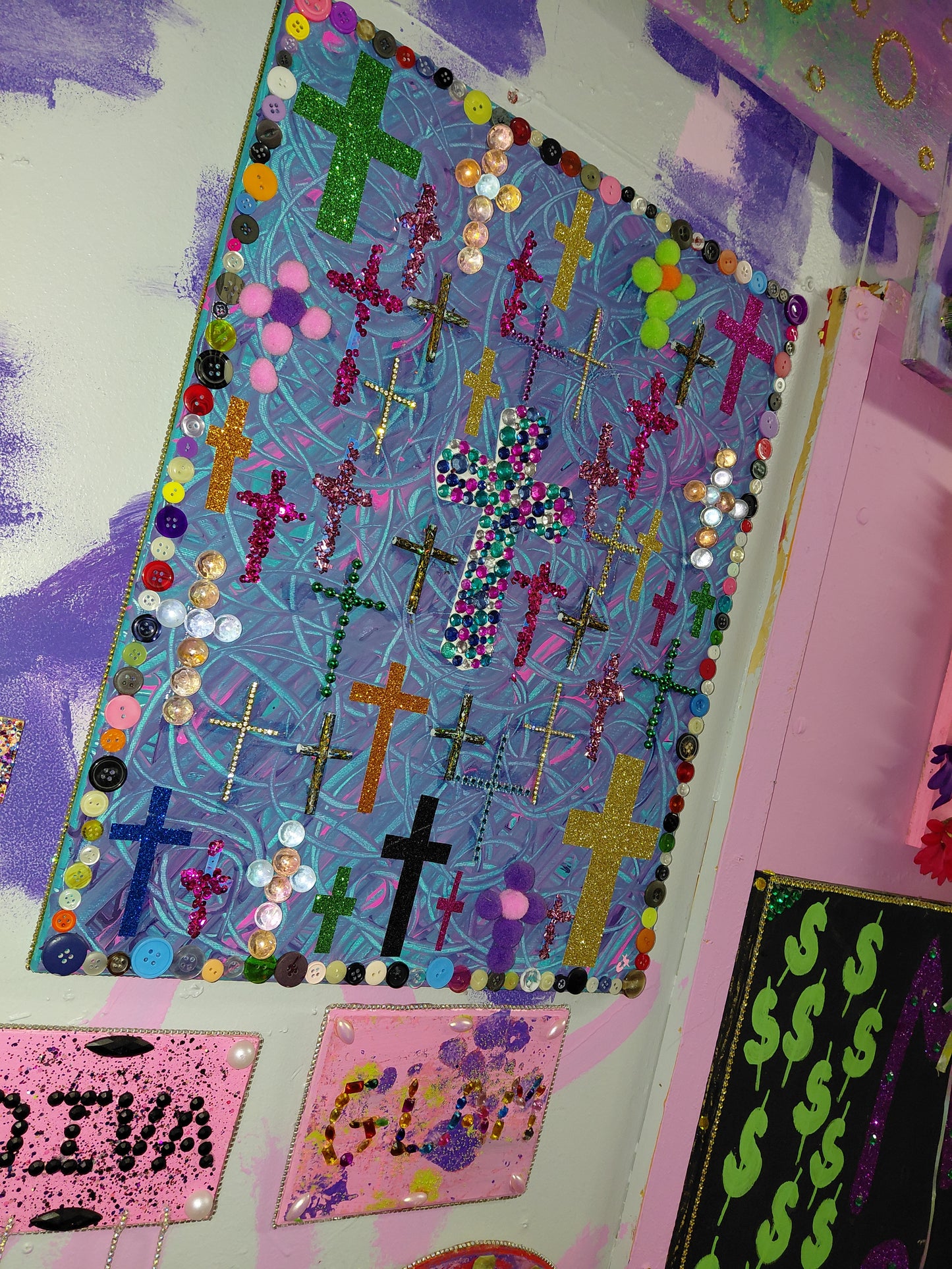 COCOMONEY ART Crosses 1 OF 1 CUSTOM PIECE BY COCOMONEY painting on canvas