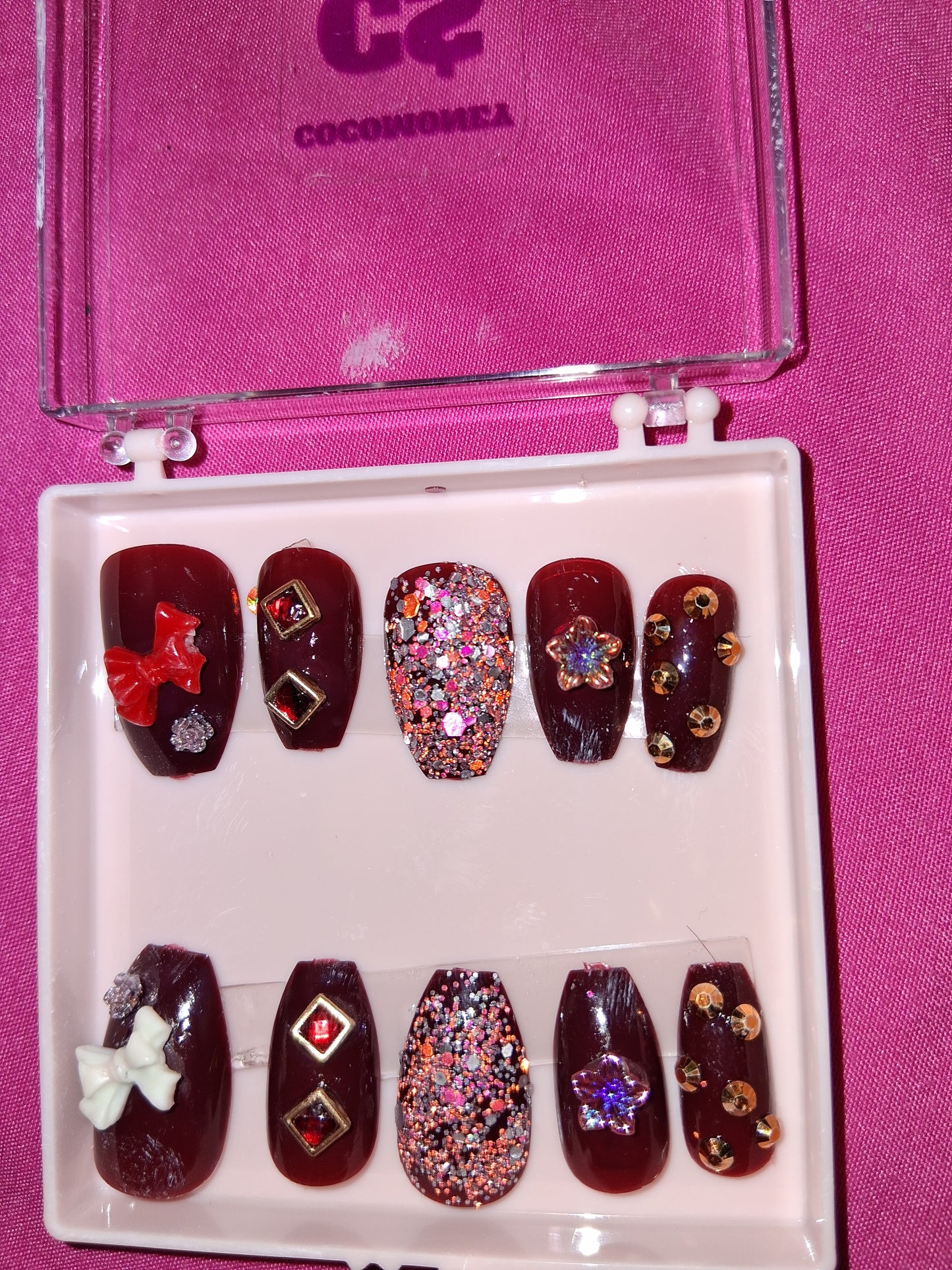 COCOMONEY NAILS CUSTOM 1 OF 1 GLUE ON PRESS ON COMES WITH FREE GIFTS #b57