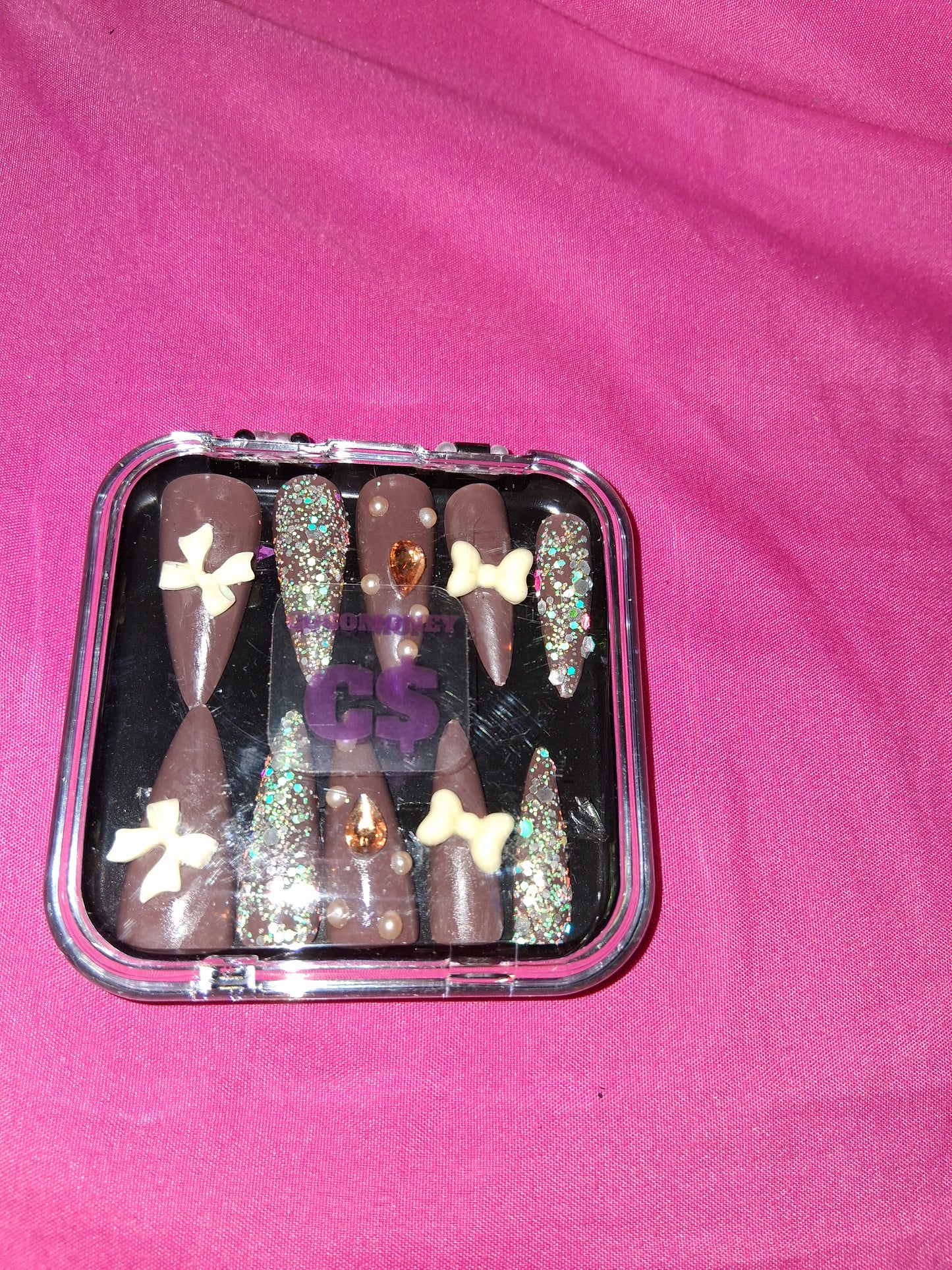 COCOMONEY NAILS CUSTOM 1 OF 1 GLUE ON PRESS ON COMES WITH FREE GIFTS #b88