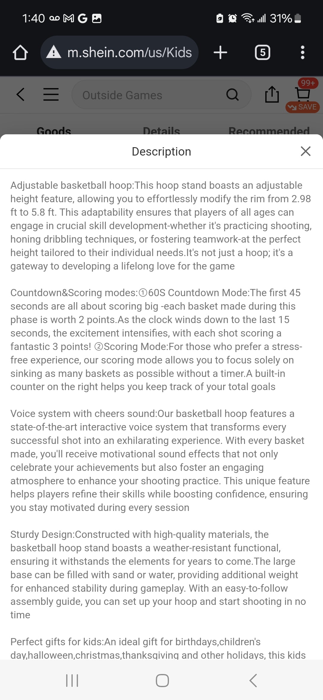 Kids Indoor Basketball Hoop With Scoreboard & Timer,Toddler Adjustable Height 3ft-5.8ft Basketball Hoop With Stand Goal Toy For Outdoor Backyard,
