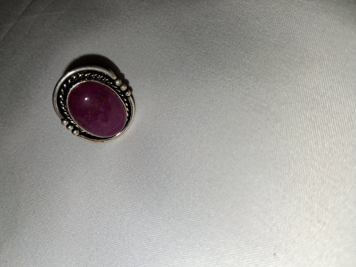 Red stone silver plated ring size 9