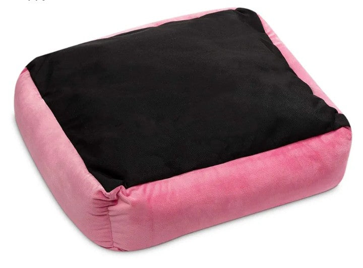 Pet Bed for Dog or Cat Rectangle Plush Warm Puppy Sofa Mat Cushion, Pink Crown