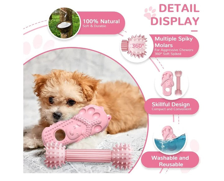 6 Pack Dog Toys for Small Dog Pink Soft Rubber Puppy Toys for Teething Funny Slippers Ball Donut Interactive Set for Small Dog Teething Toys Pet Puppy Toys Set