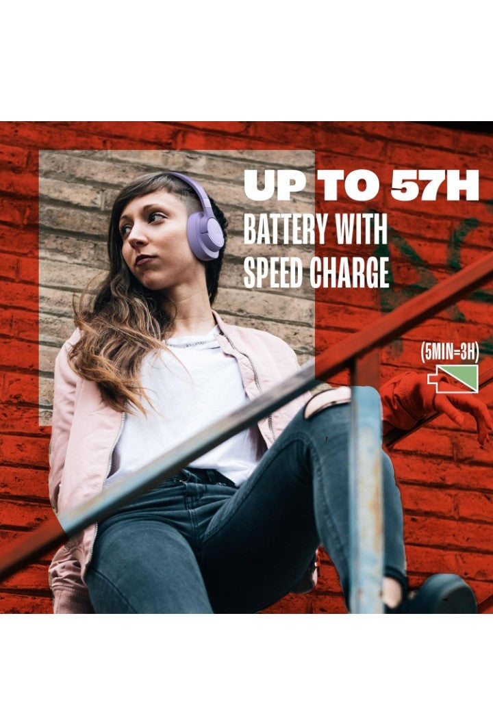 Tune 720BT - Wireless Over-Ear Headphones with JBL Pure Bass Sound, Bluetooth 5.3, Up to 76H Battery Life and Speed Charge, Lightweight, Comfortable and Foldable Design (Black)