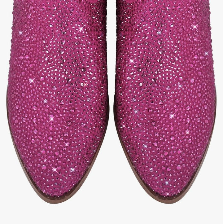 Sparkly Rhinestones Cowboy Cowgirl Style Boots Calf High Boots for Women 2INCH Heeled Shining