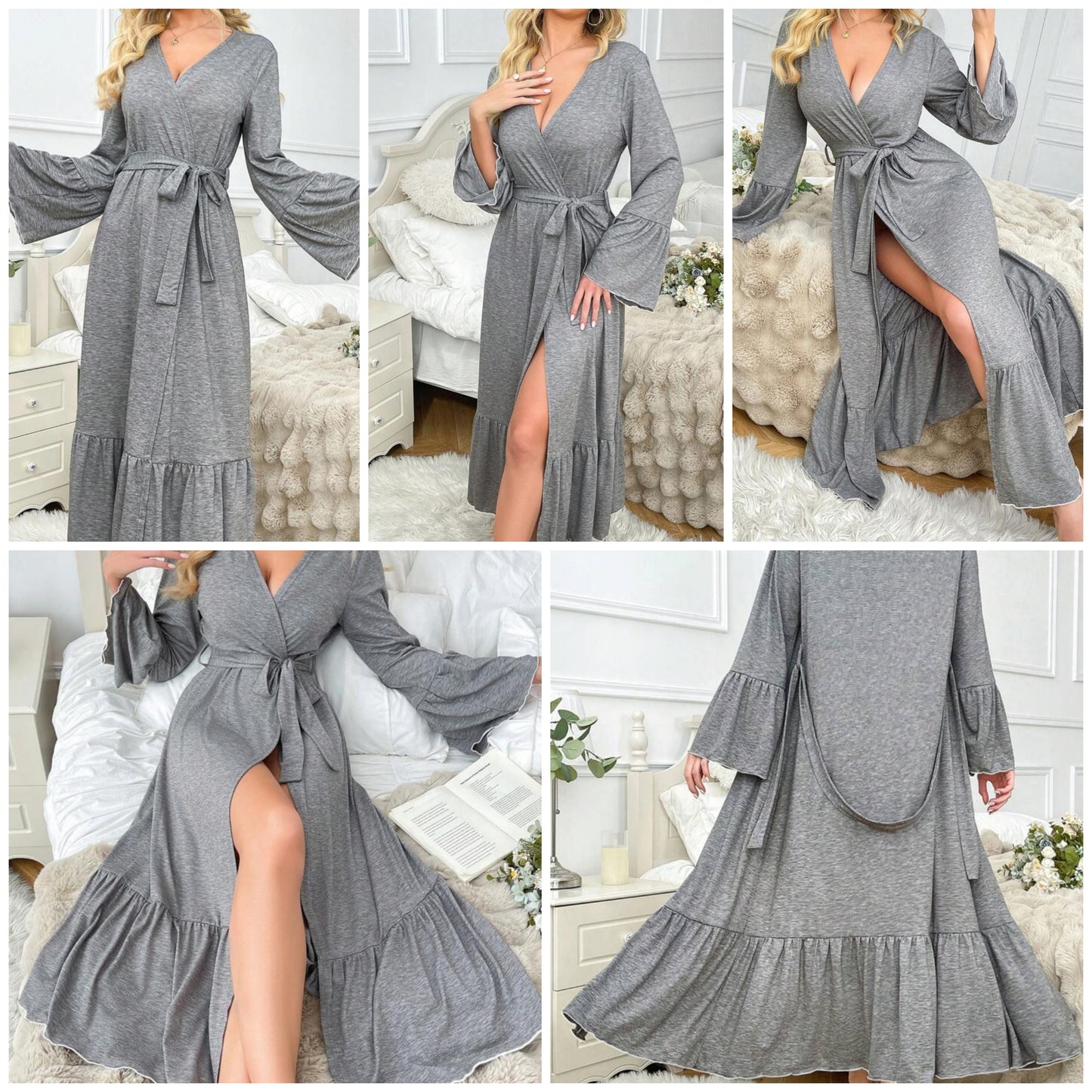 Comfy COCOMONEY robe soft and Stretchy love this casual ruffle trim