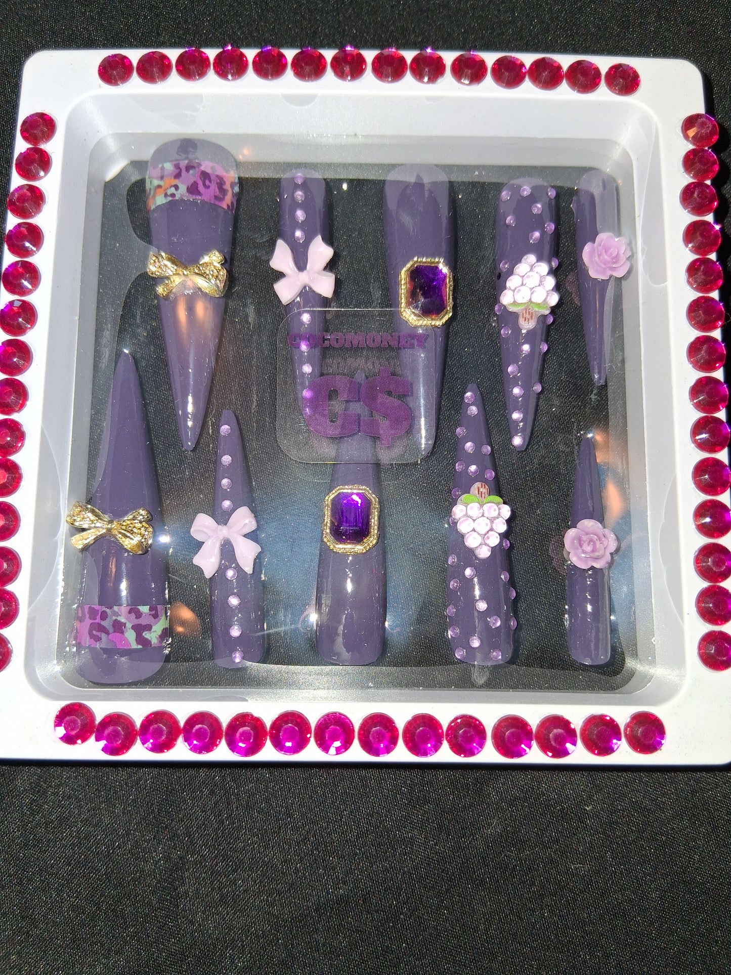 COCOMONEY NAILS CUSTOM 1 OF 1 GLUE ON PRESS ON COMES WITH FREE GIFTS #p59