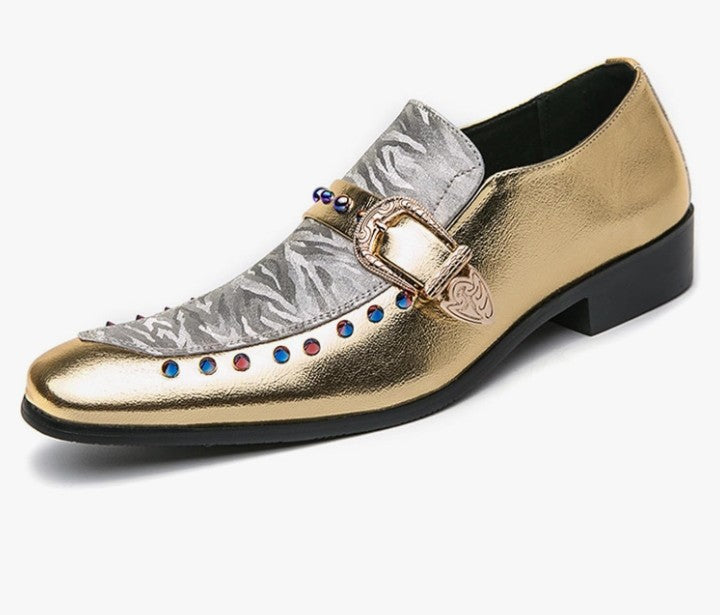 Men's Leather Studded Loafers Dress Shoes Fashion Rivets Slip On Wedding Party Prom Shoes