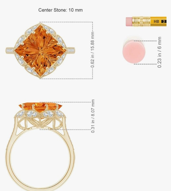 COCOMONEY Natural Citrine Stackable Ring for Women in 14K Solid Gold | November Birthstone, Birthday, Engagement, Anniversary, Wedding Jewelry Gift for Women