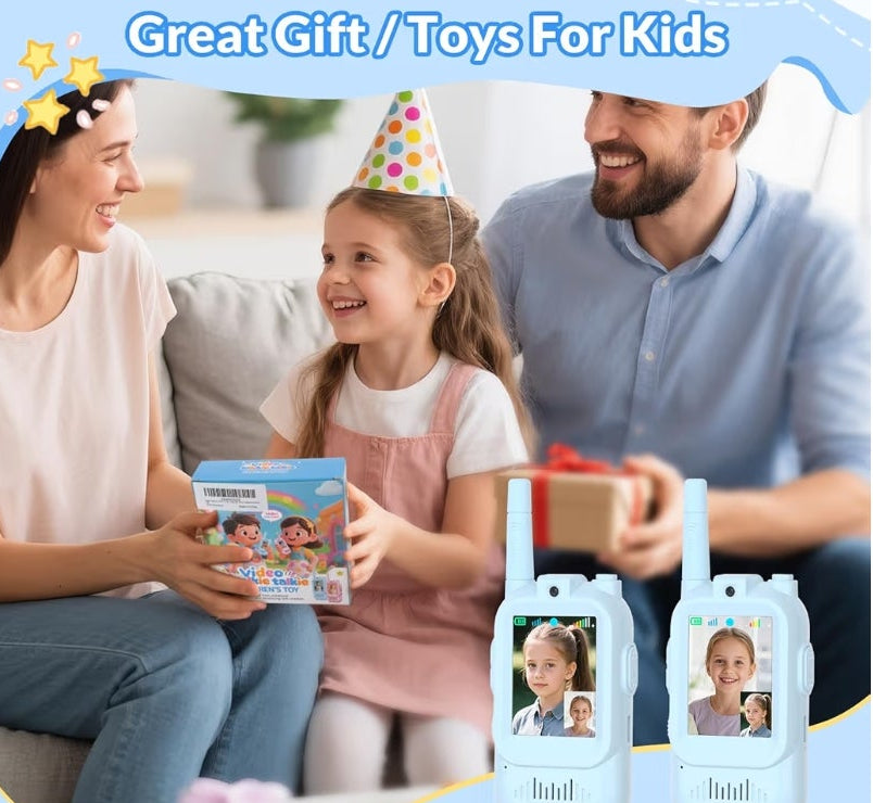 2pk.Kids Walkie Talkies with Video – Screen Display Toy Radios with Voice Effects, One-on-One Pairing, Long Range – Birthday Toys Gifts for Boys & Girls Ages 3 and up