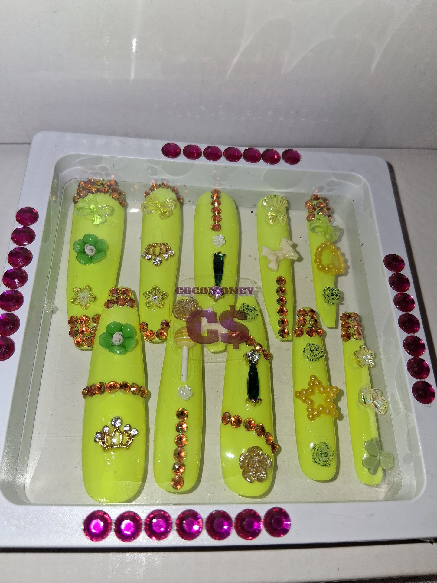 COCOMONEY NAILS CUSTOM 1 OF 1 GLUE ON PRESS ON COMES WITH FREE GIFTS #o89