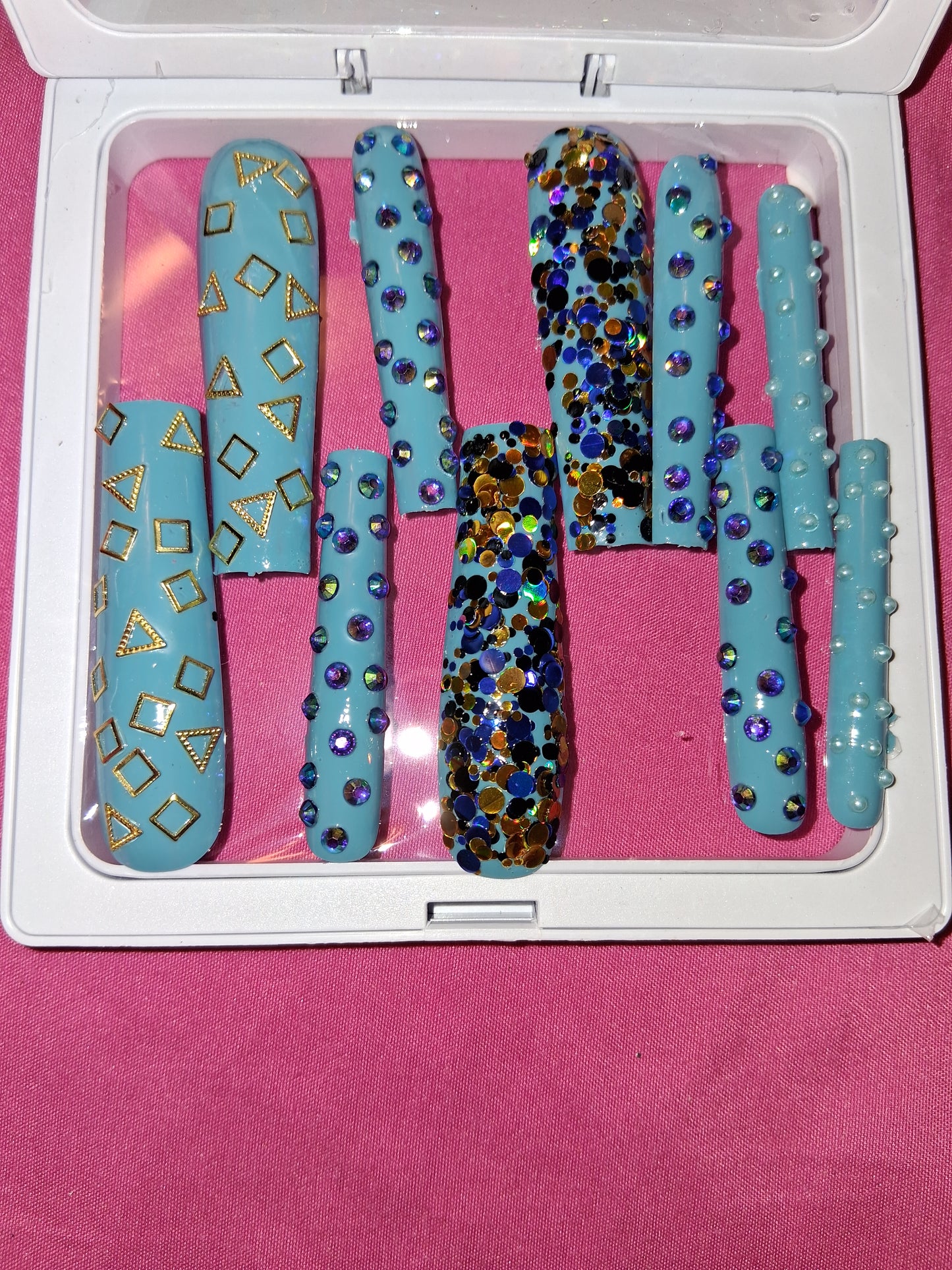 COCOMONEY NAILS CUSTOM 1 OF 1 GLUE ON PRESS ON COMES WITH FREE GIFTS #o92