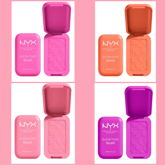 NYX PROFESSIONAL MAKEUP Buttermelt Powder Blush, Fade and Transfer-Resistant Blush, Up to 12HR Make Up Wear, Vegan Formula - All The Butta