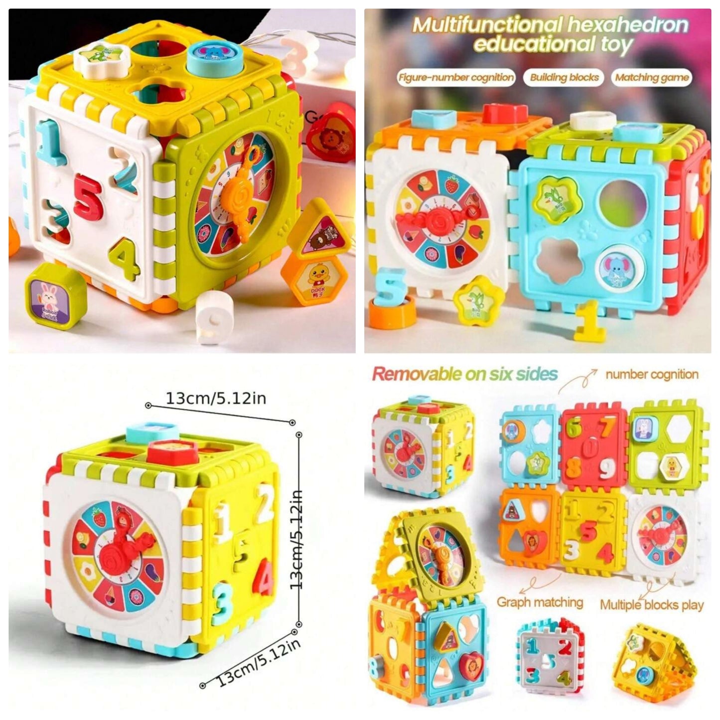 1pc Shape-Matching Hexahedron Puzzle Building Blocks: Cognitive Development Toy For Kids, Ideal Gift For New Year/Chinese New Year/Easter/Valentine's Day plastic