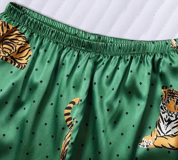 2 PIECE PAJAMAS TIGER PRINT GREEN