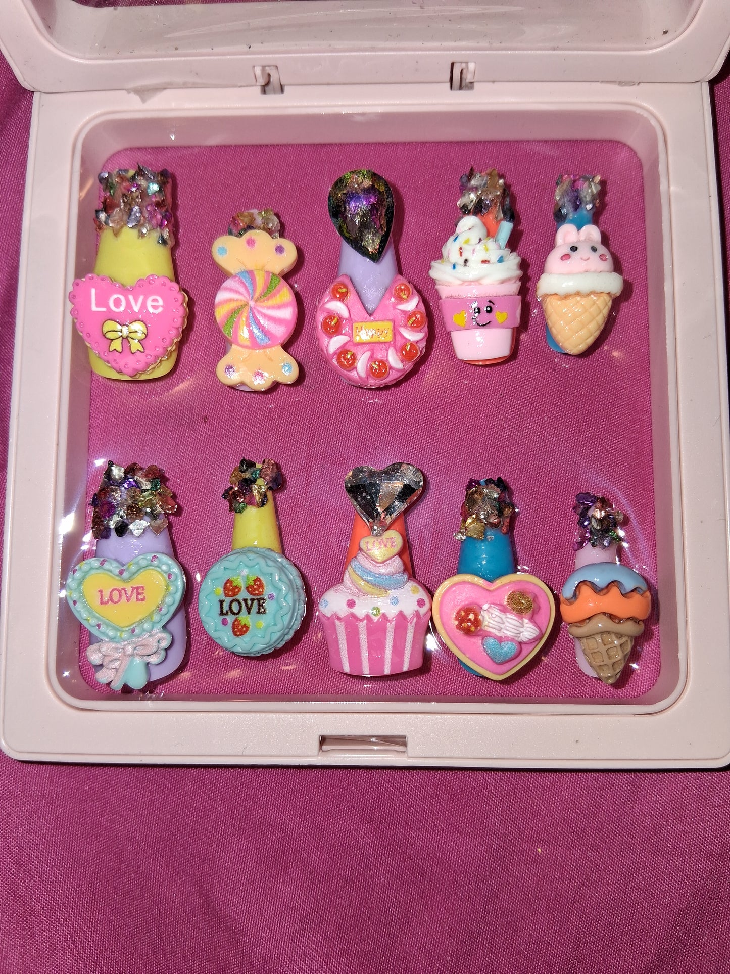 COCOMONEY NAILS CUSTOM 1 OF 1 GLUE ON PRESS ON COMES WITH FREE GIFTS #o79