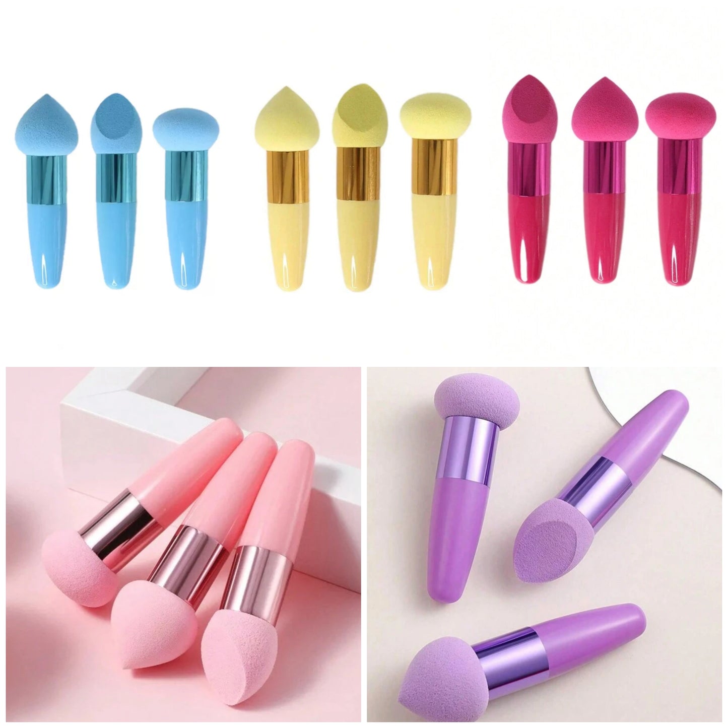 3Pcs Makeup Sponge Facial Foundation Sponge Professional Makeup Blending Sponge With Dry & Wet Use Makeup Sponges For Foundation Brush material pur