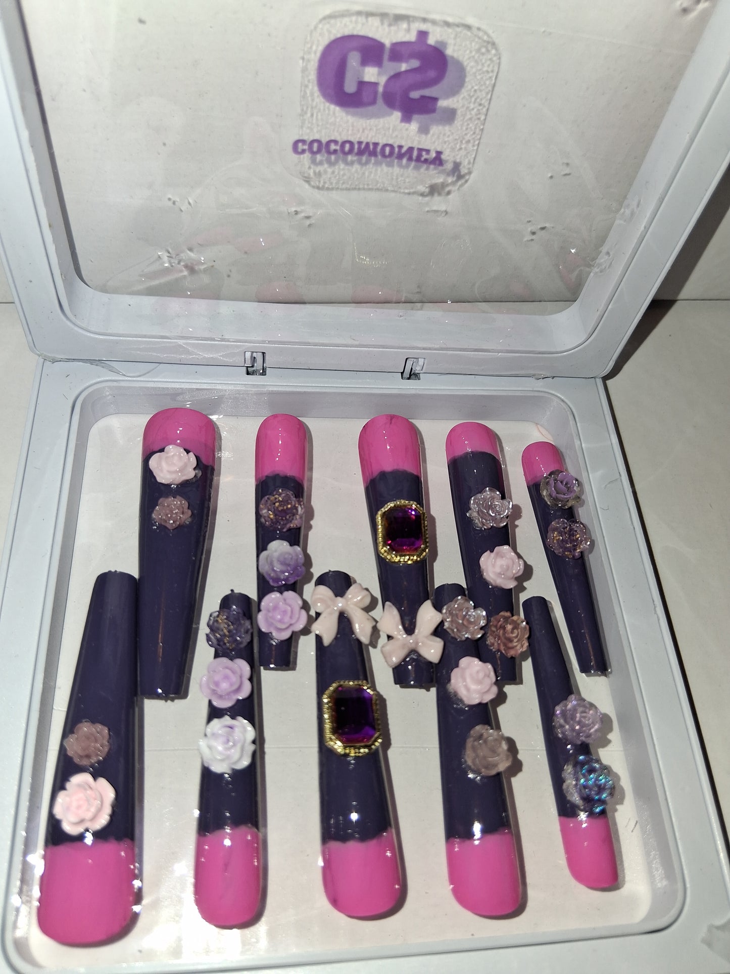 COCOMONEY NAILS CUSTOM 1 OF 1 GLUE ON PRESS ON COMES WITH FREE GIFTS #o66