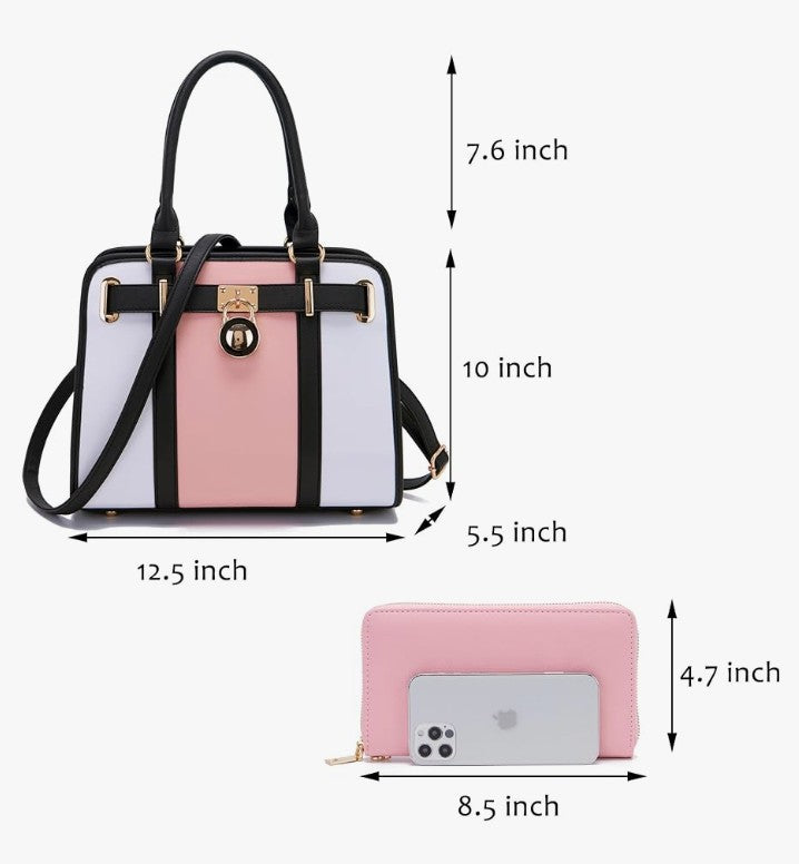 Handbags Sets For Women Shoulder Bags Top Handle Work Satchel Tote Purses Set With Matching Wallet 2pcs