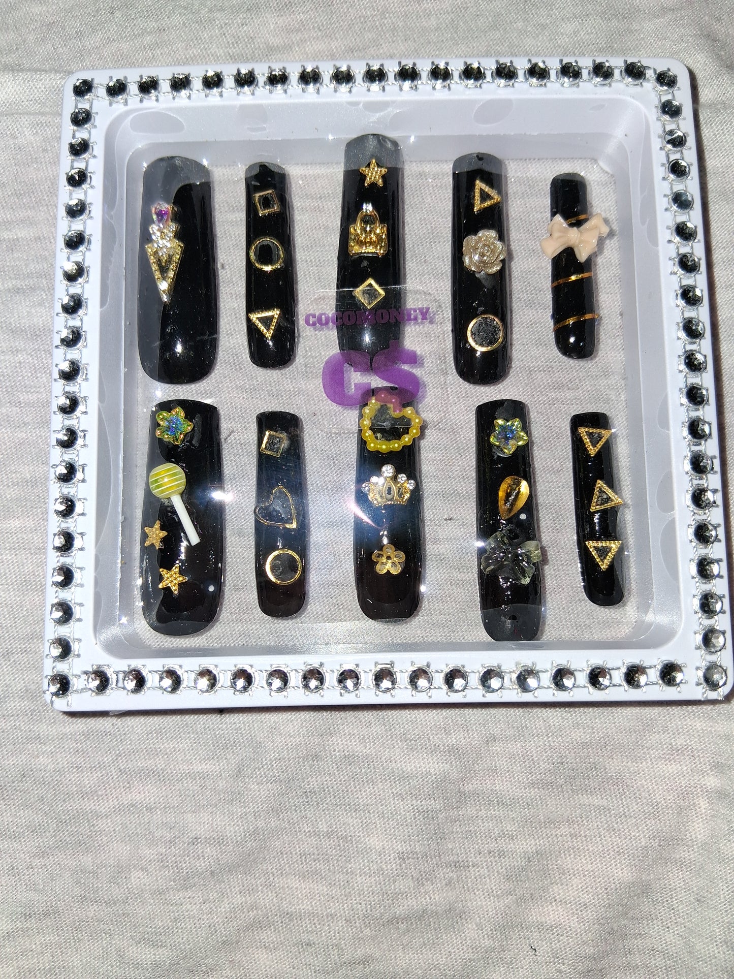 COCOMONEY NAILS CUSTOM 1 OF 1 GLUE ON PRESS ON COMES WITH FREE GIFTS #p26