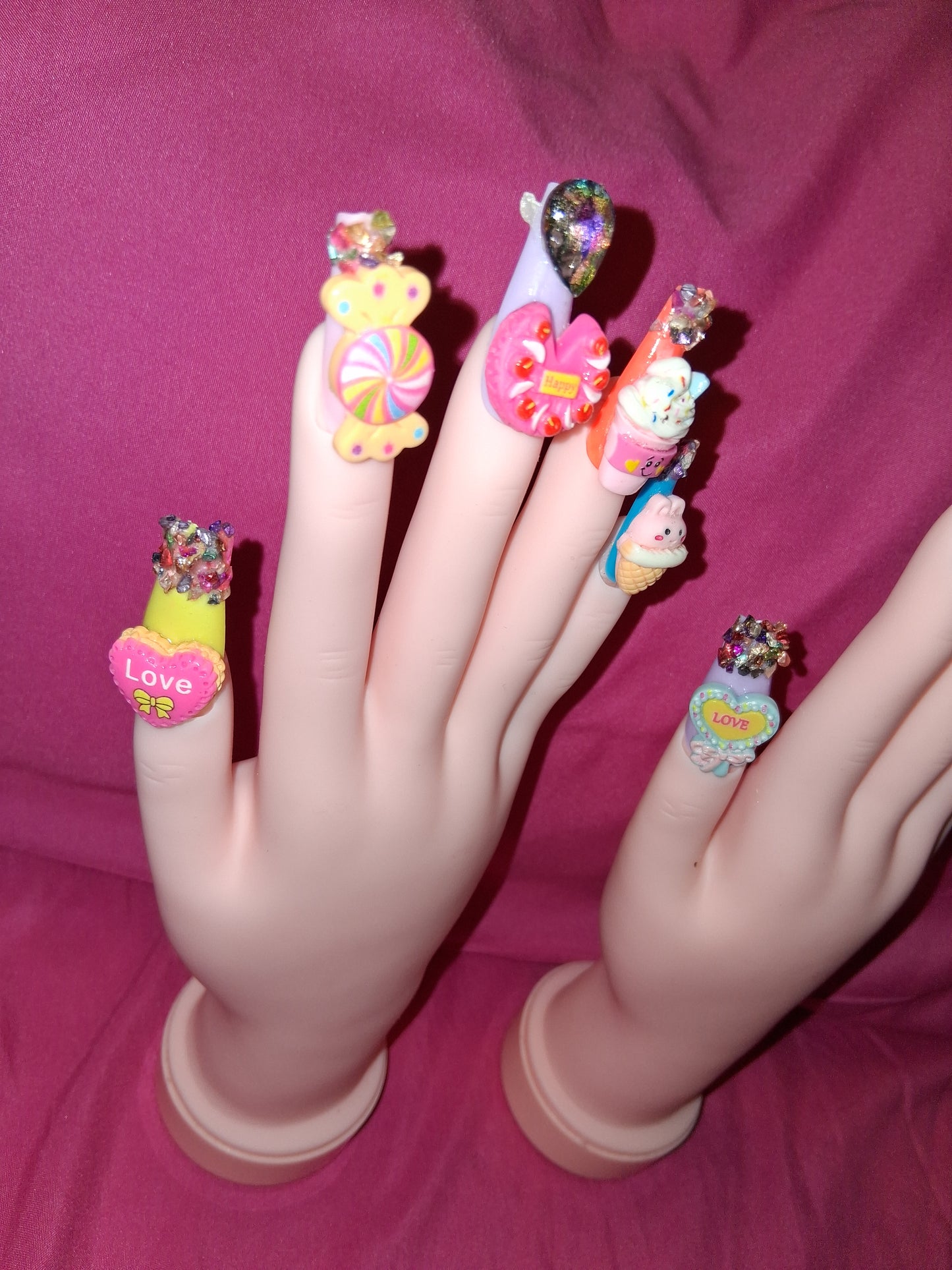 COCOMONEY NAILS CUSTOM 1 OF 1 GLUE ON PRESS ON COMES WITH FREE GIFTS #o79