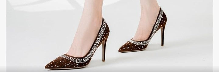 Women's Pumps Sexy Rhinestone High Heels 4 inch Pointed Closed Toe Stiletto Heel Evening Party Wedding Comfortable Dress Shoes