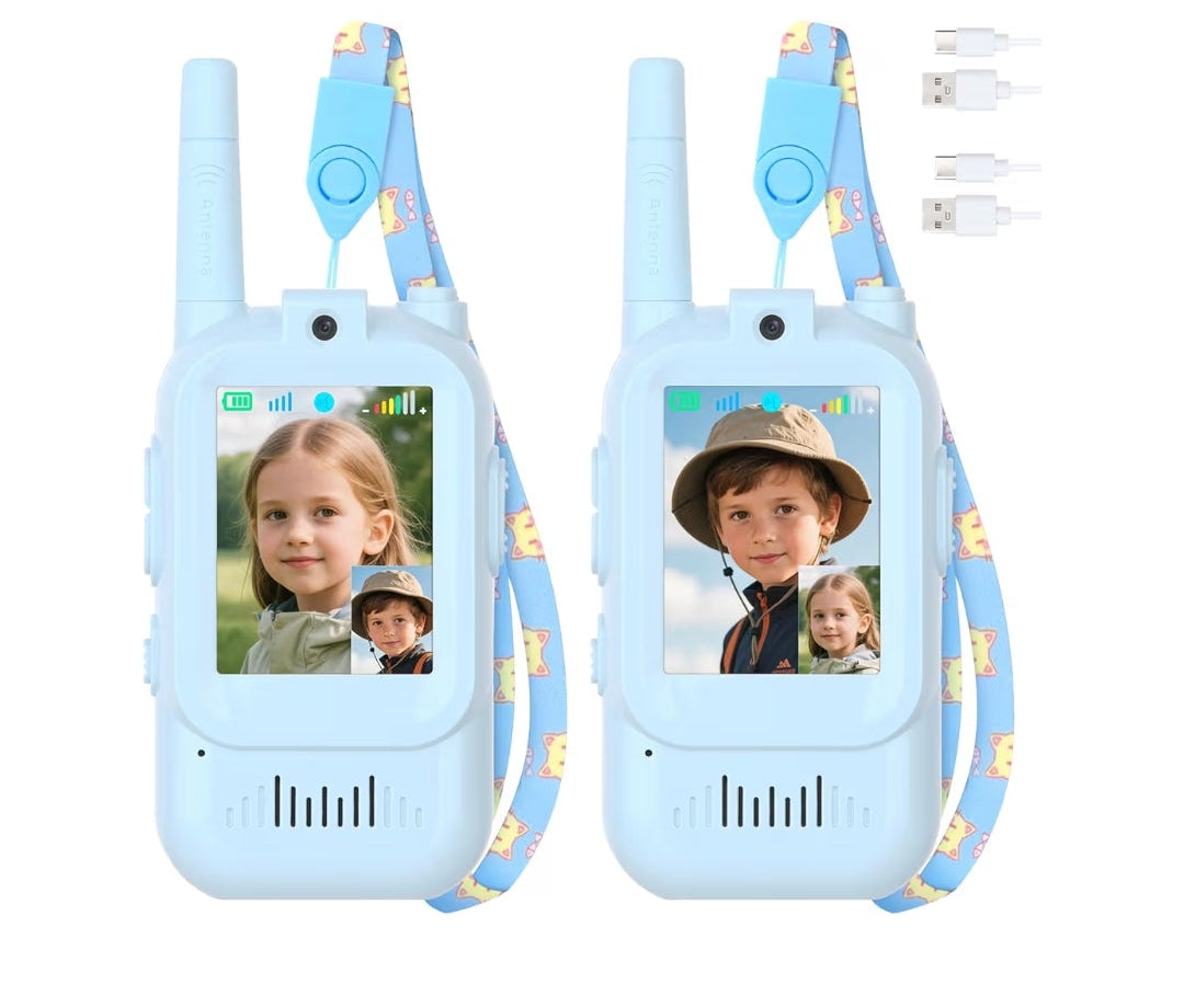 2pk.Kids Walkie Talkies with Video – Screen Display Toy Radios with Voice Effects, One-on-One Pairing, Long Range – Birthday Toys Gifts for Boys & Girls Ages 3 and up