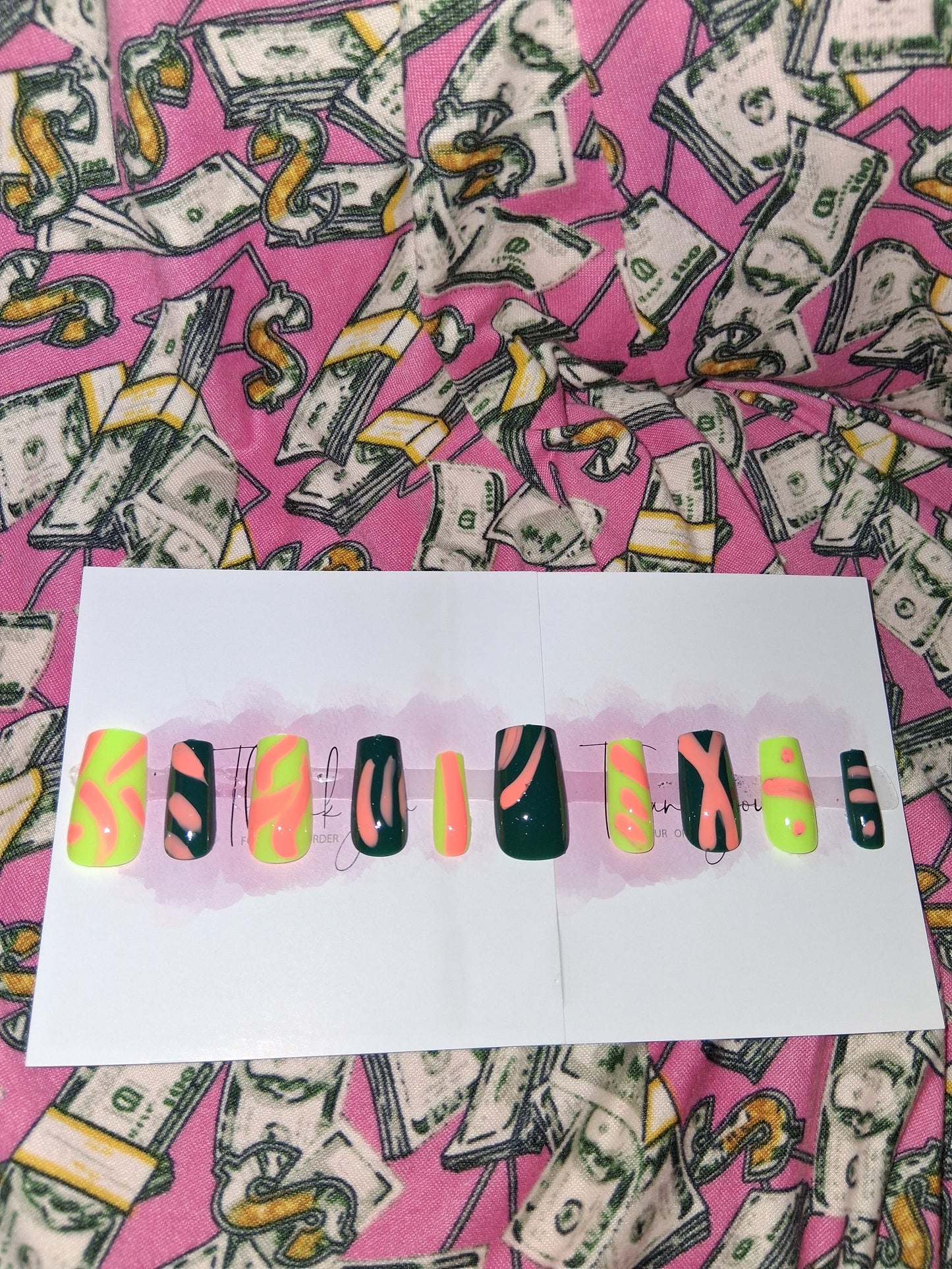 COCOMONEY NAILS CUSTOM 1 OF 1 GLUE ON PRESS ON COMES WITH FREE GIFTS #g16