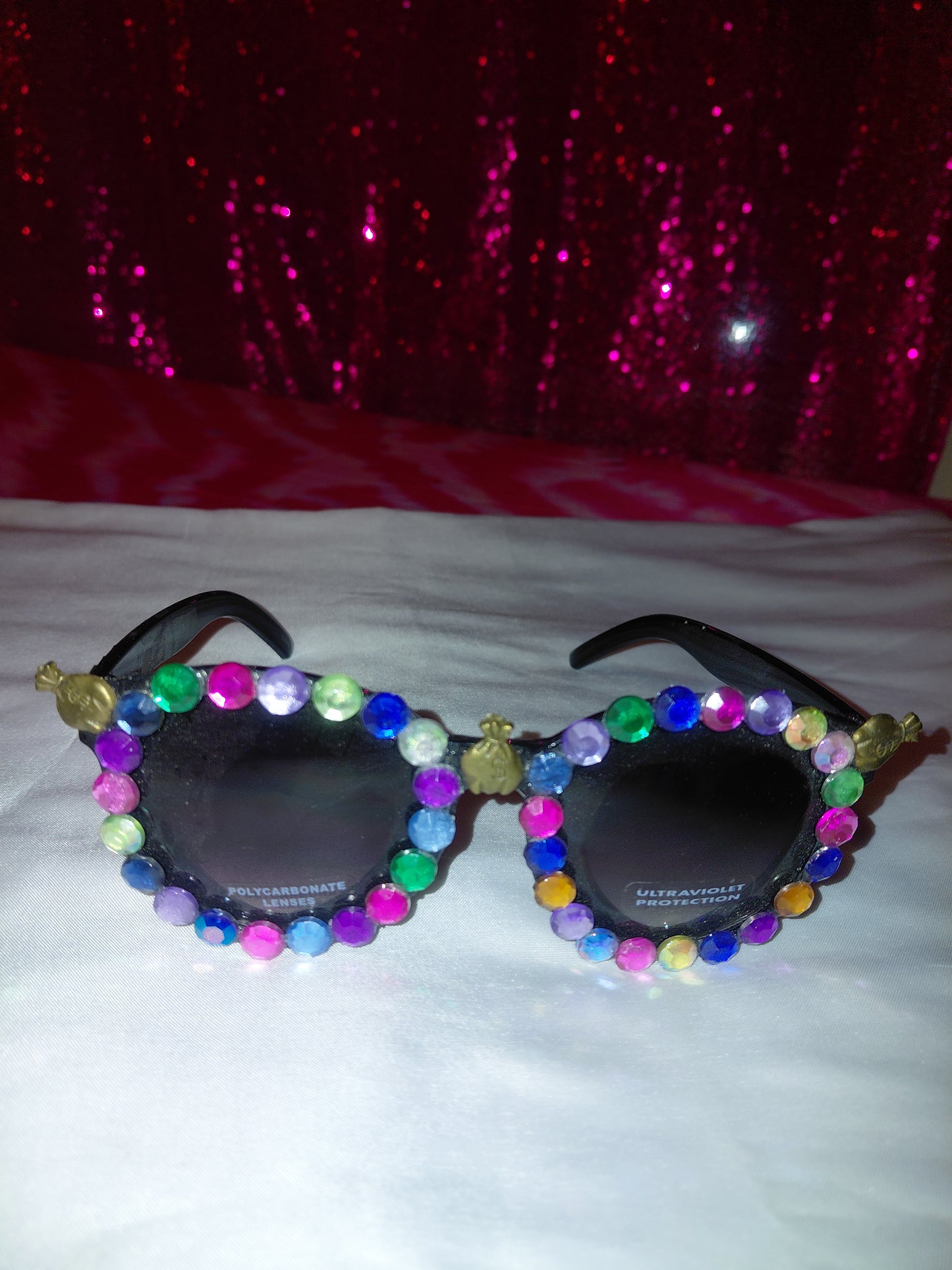 Cocomoney Glasses custom 1 of 1 pair sunglasses gemstones plastic materials uv COCOMONEY.STORE