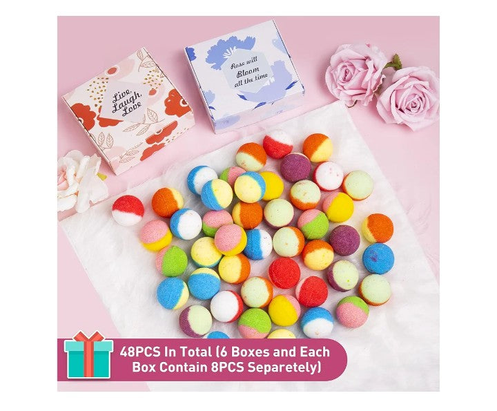 48 Natural & Organic Bath Bombs for Women and Kids, Rich in Essential Oils, Relaxation and Stress Relief, BathBombs Gift Set for Mothers Day, Christmas, Valentines Day & Birthday