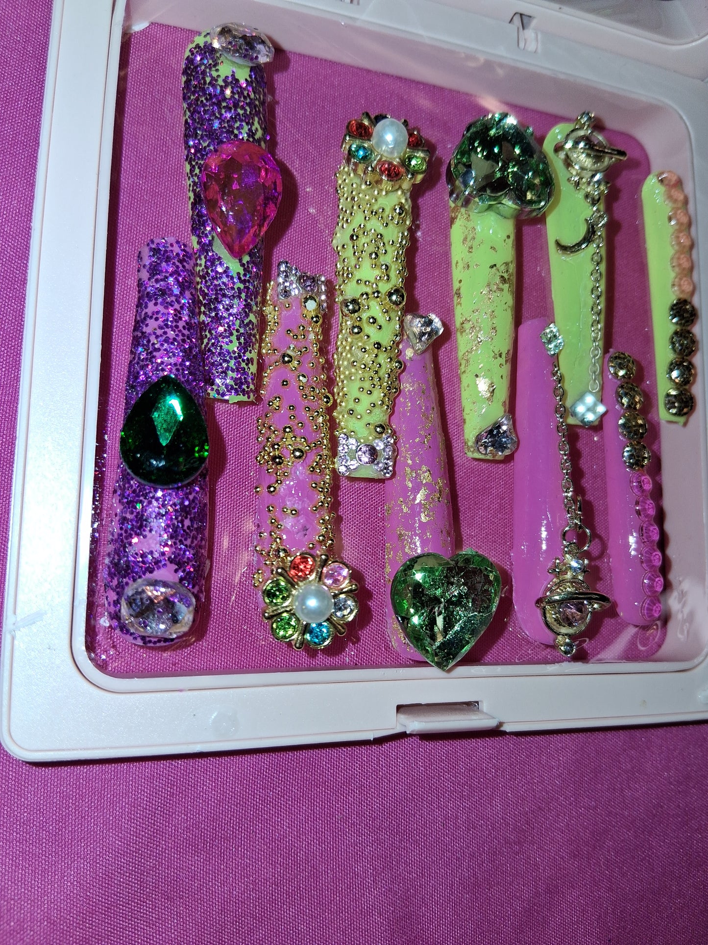 COCOMONEY NAILS CUSTOM 1 OF 1 GLUE ON PRESS ON COMES WITH FREE GIFTS #o37