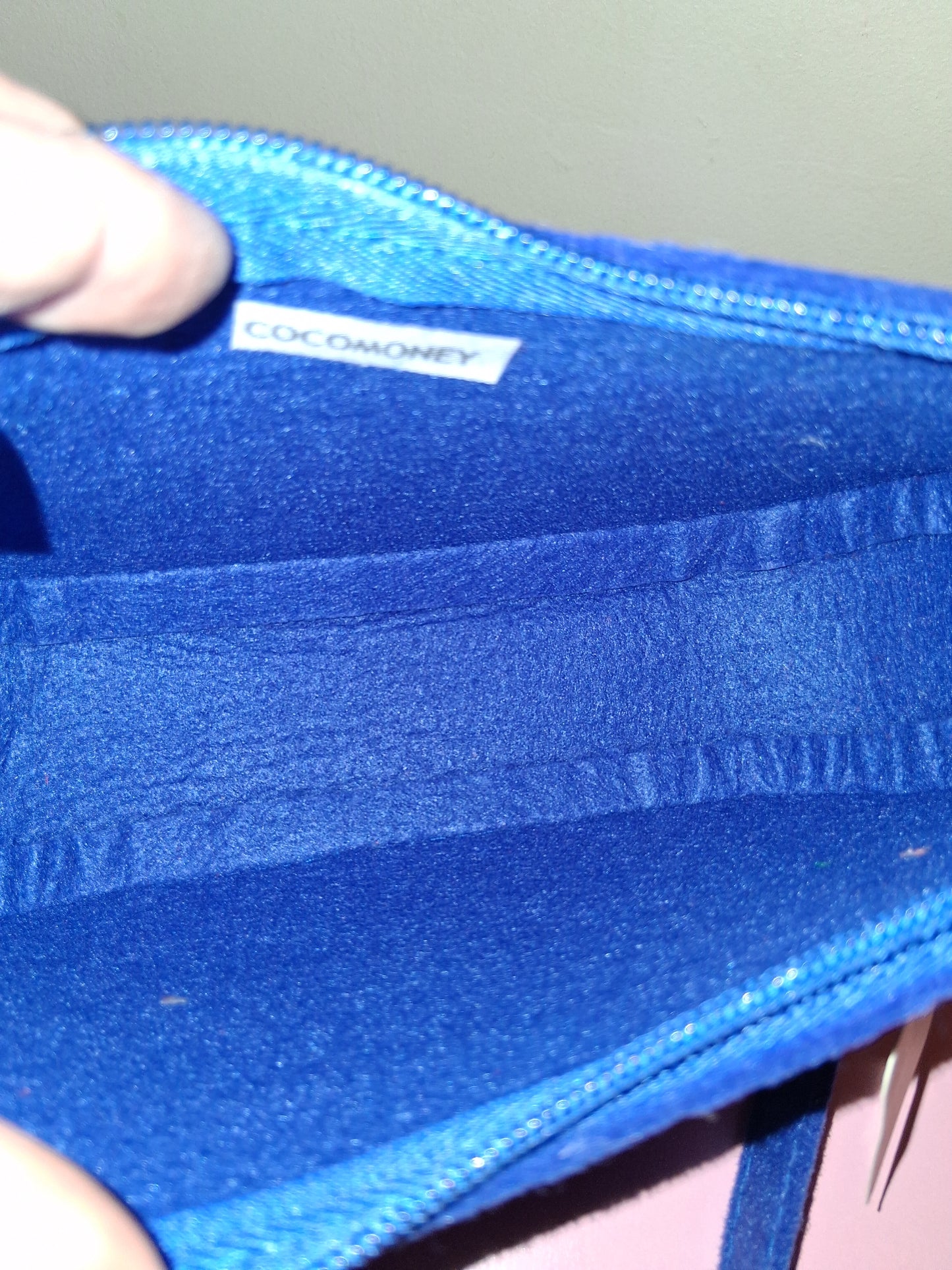 COCOMONEY MINI HANDBAG BLUE 8IN BY 4HALF IN BY 2HALF IN only 1