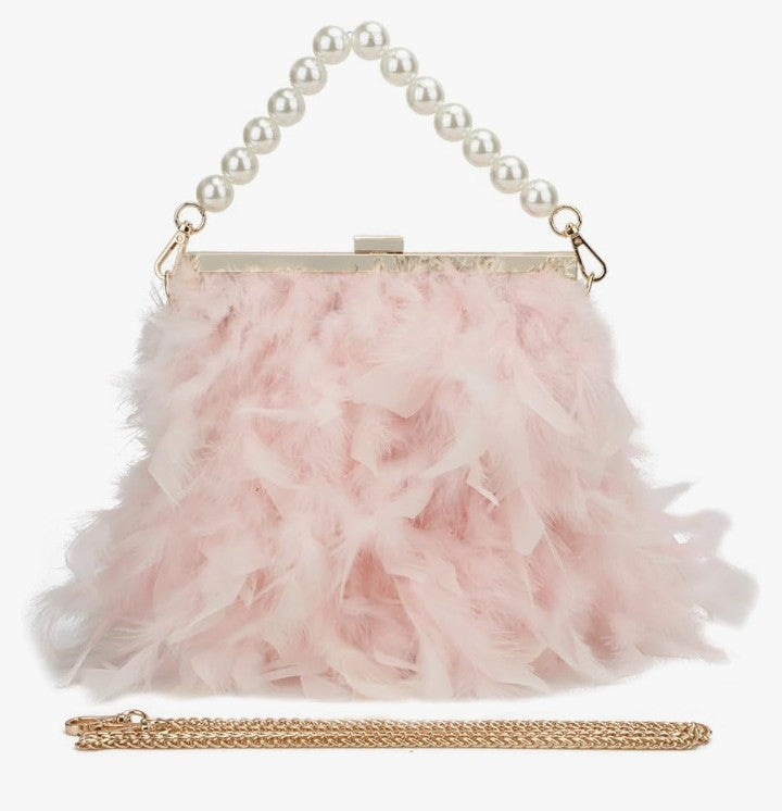 Feather Clutch Purses Fluffy Feather Evening Handbags for Wedding Banquet Party