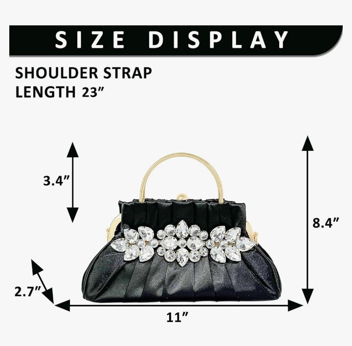Rhinestone Satin Evening Bag, Small Tote Bag, Crossbody Bags for Wedding, Prom, Parties, Travel