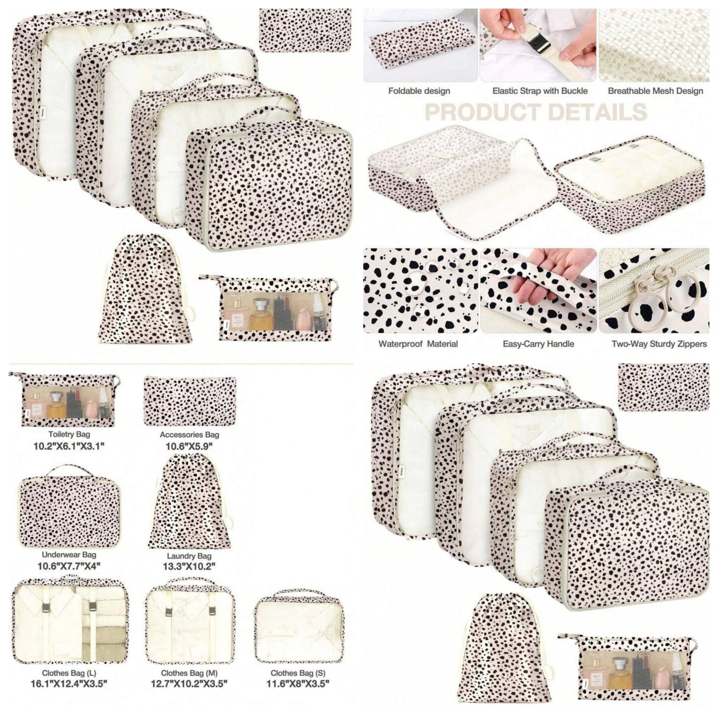 Leopard 7-Piece Luggage Storage Bag, Carry On Luggage Travel Bag Storage Bag, Essential Travel Accessories For Travel Travel Essentials For Travel Backpack Travel Bag Luggage Suitcase Travel Gear Back To School Moving Bags Organizer