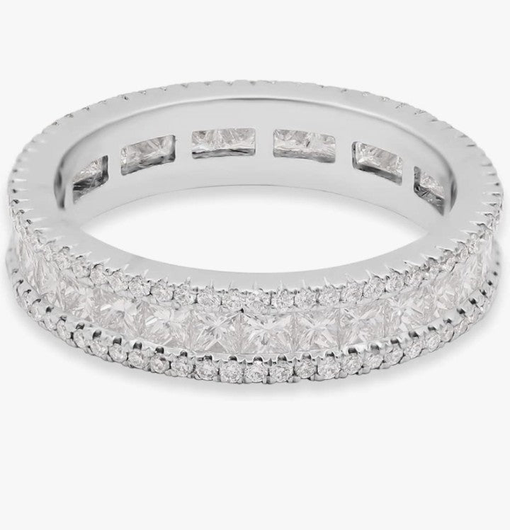 COCOMONEY Genuine 2.07Ct Diamond White Gold 18k Band Ring Diamond Finger Band Ring Women Wedding Cluster Band Ring Minimalist Gold Diamond Ring