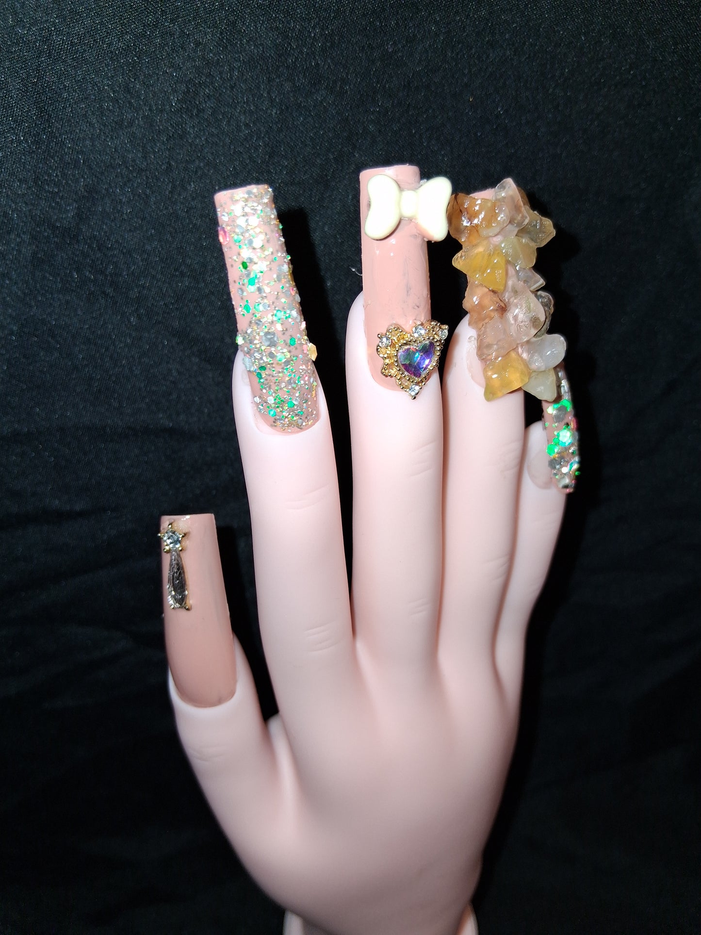 COCOMONEY NAILS CUSTOM 1 OF 1 GLUE ON PRESS ON COMES WITH FREE GIFTS #o86