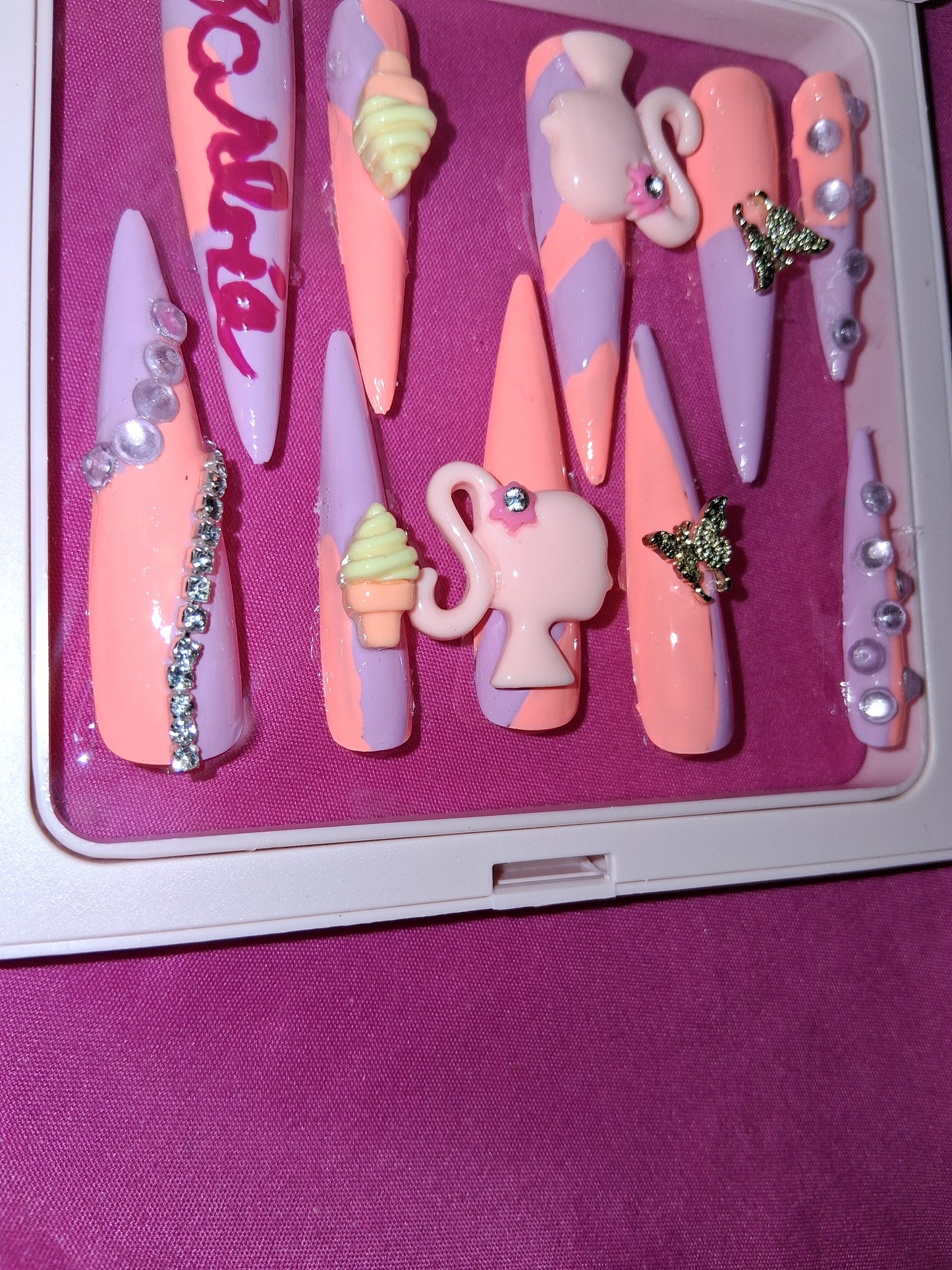COCOMONEY NAILS CUSTOM 1 OF 1 GLUE ON PRESS ON COMES WITH FREE GIFTS #p46