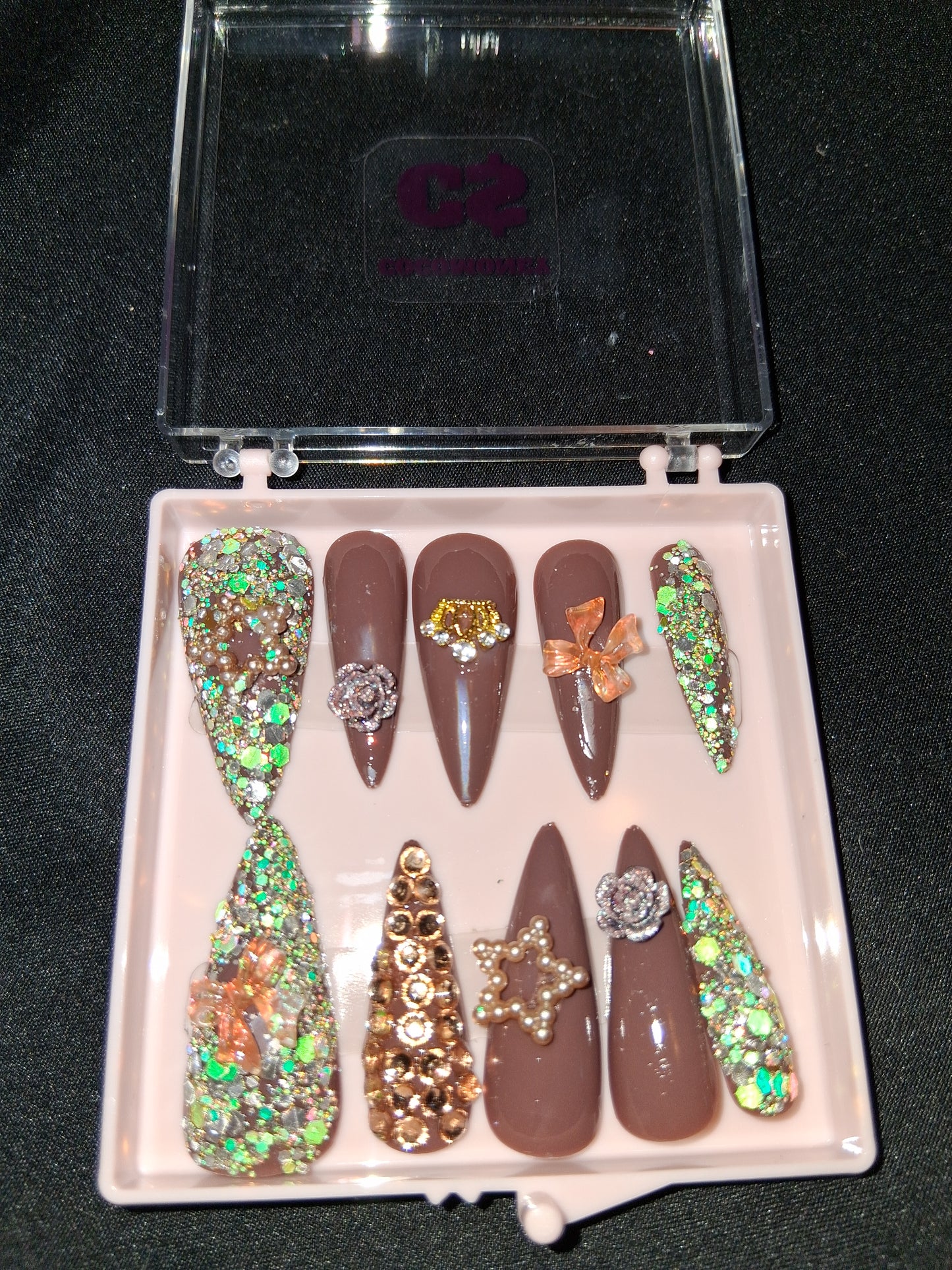 COCOMONEY NAILS CUSTOM ONE OF A KIND PIECES WITH NAIL BAG AND FREE GIFTS