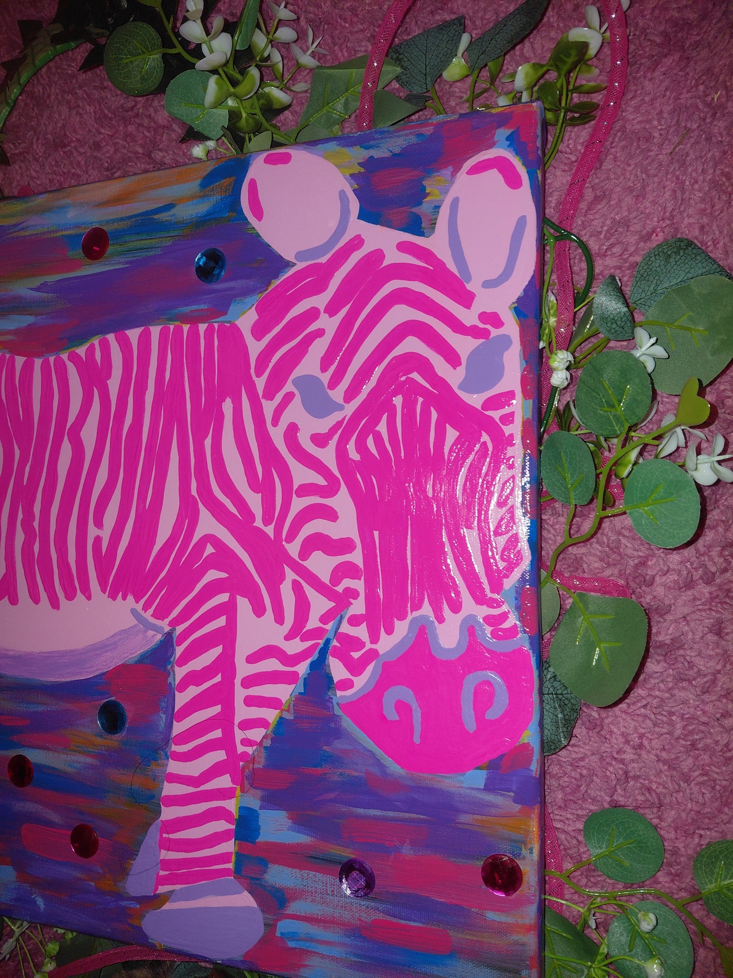 Cocomoney At Pink Zebra 1 of 1 custom piece acrylic on canvas
