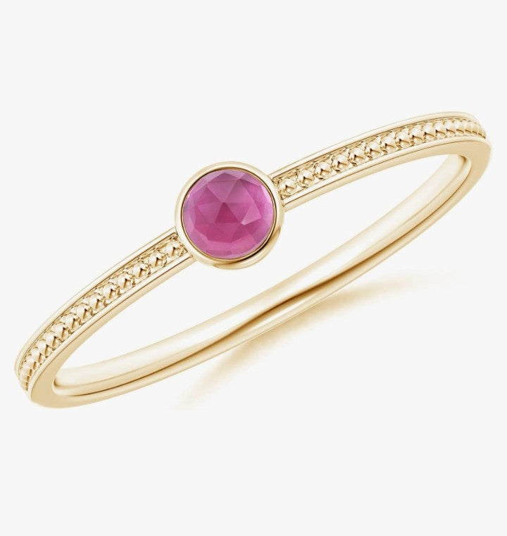 COCOMONEY Natural Pink Tourmaline Solitaire Ring for Women in Sterling Silver / 14K Solid Gold | Birthday, Engagement, ANNIVERSARY WHENEVER