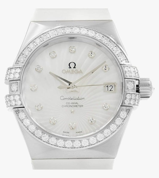 Omega
Omega Constellation 18k White Gold MOP Dial Diamond Watch 123.57.35.20.55.005