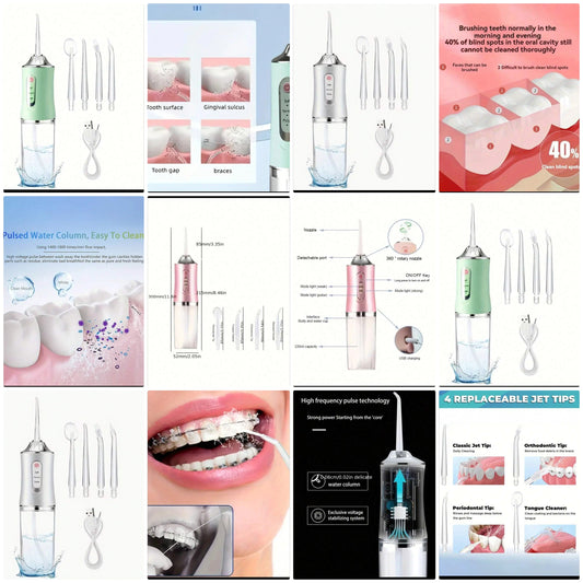 ProClean Electric Water Flosser - Power Flossers & Irrigator Accessories With Intelligent Chip, 360° Rotatable Nozzle, And Deep Teeth & Gum Cleaning - Perfect Christmas Gift In Coral Powder & Mint Green Colors