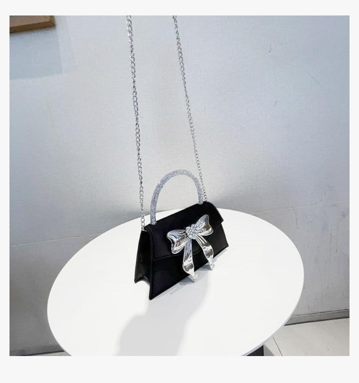 Bow Evening Bag, Rhinestone Handle Tote Bag,