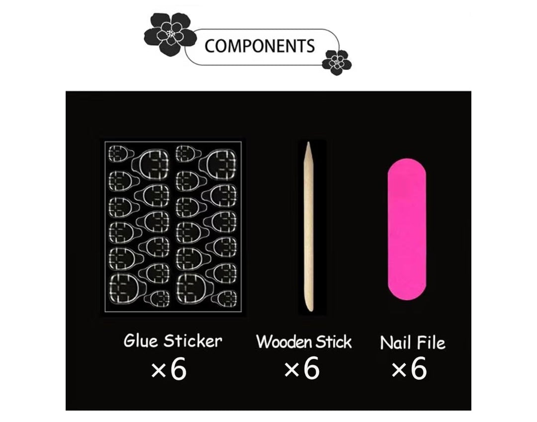 6 Packs (144 Pcs) Christmas Press on Nails Medium Almond Fake Nails Winter Xmas False Nails with Designs Snowflake Glue on Nails Full Cover Glossy Acrylic Stick on Nail for Women Girls Manicure