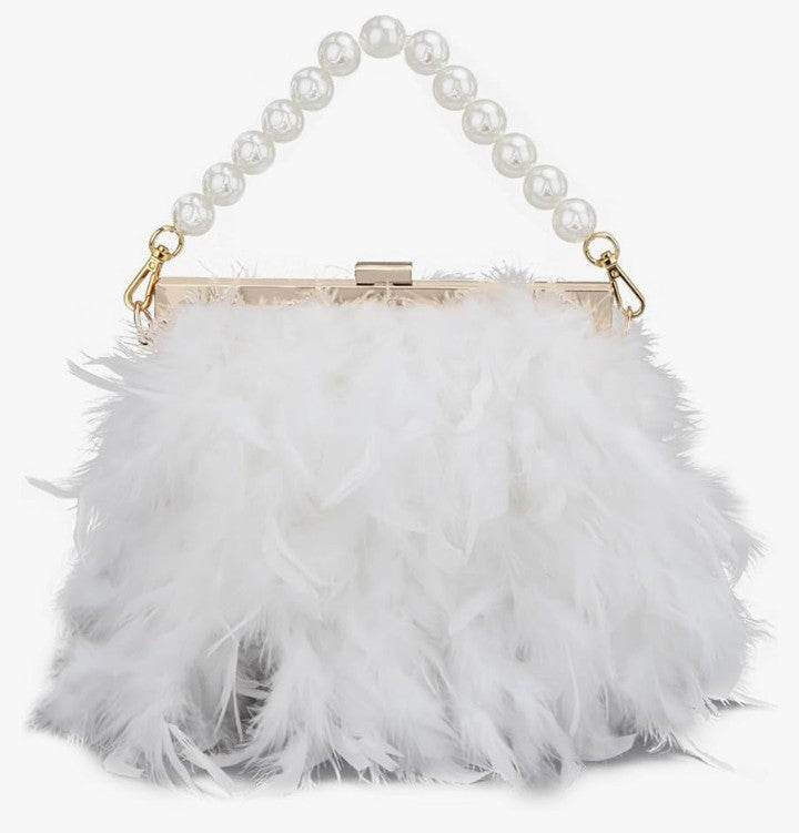 Feather Clutch Purses Fluffy Feather Evening Handbags for Wedding Banquet Party