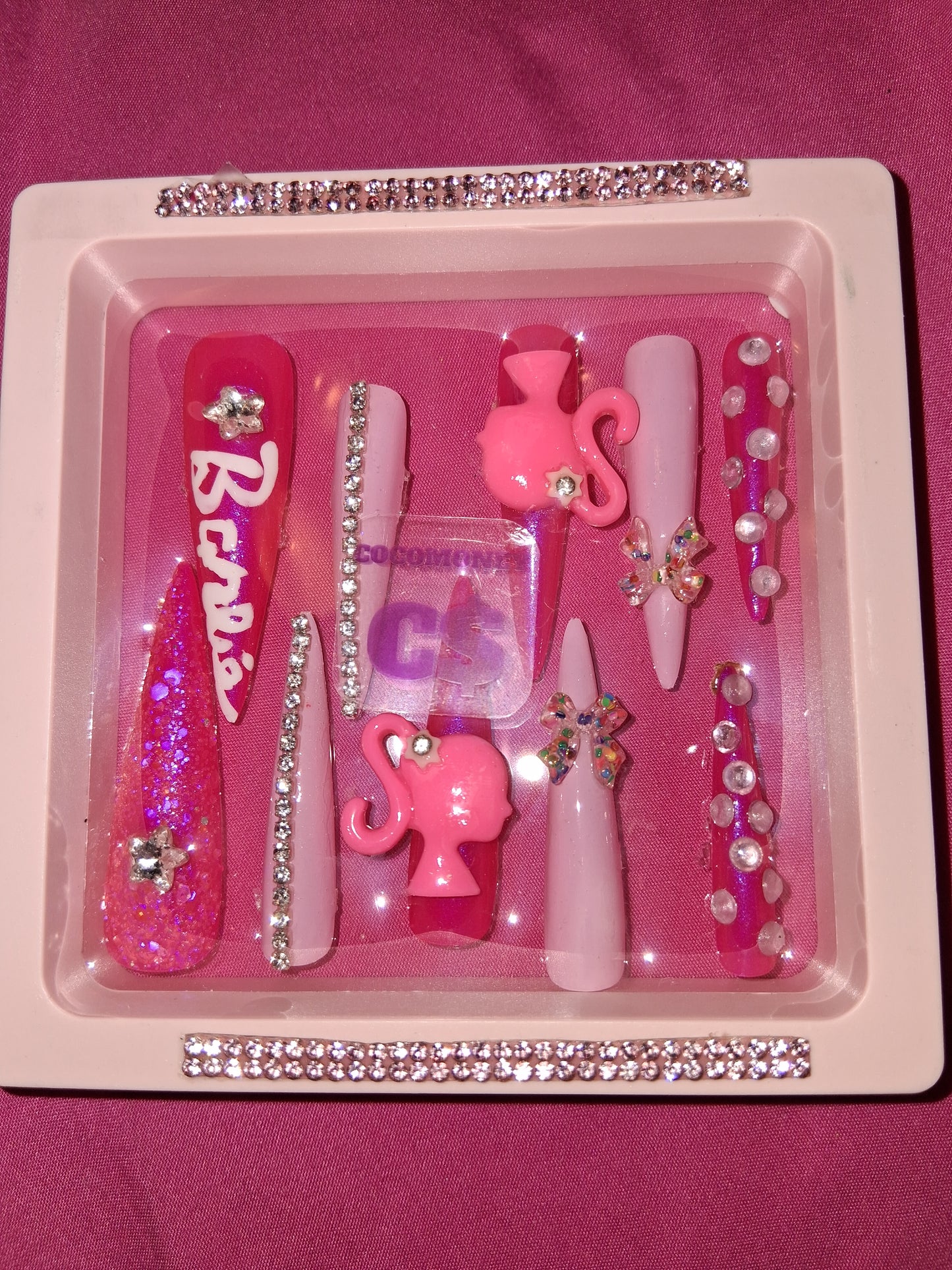 COCOMONEY NAILS CUSTOM 1 OF 1 GLUE ON PRESS ON COMES WITH FREE GIFTS #p28